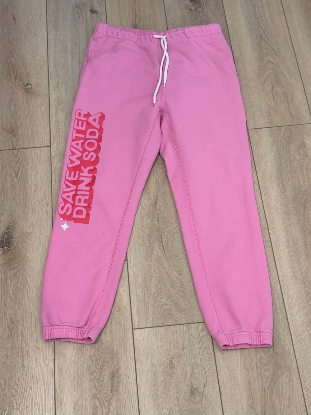 Poppi Save Water Drink Soda Pink Graphic Jogger Sweatpants Size S
